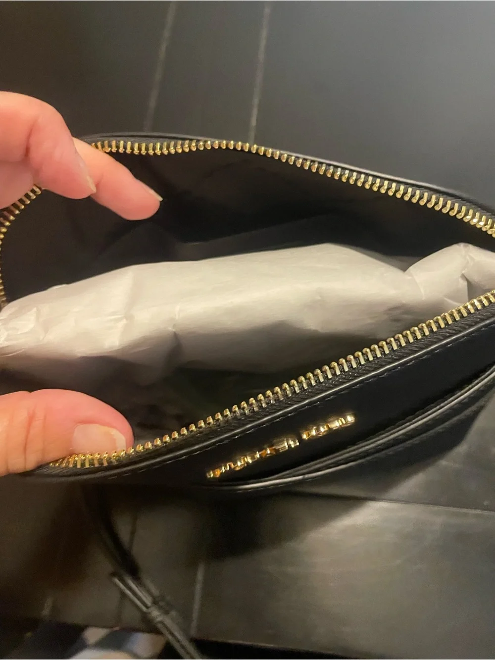 Michael Kors Black Crossbody with Gold Hardware